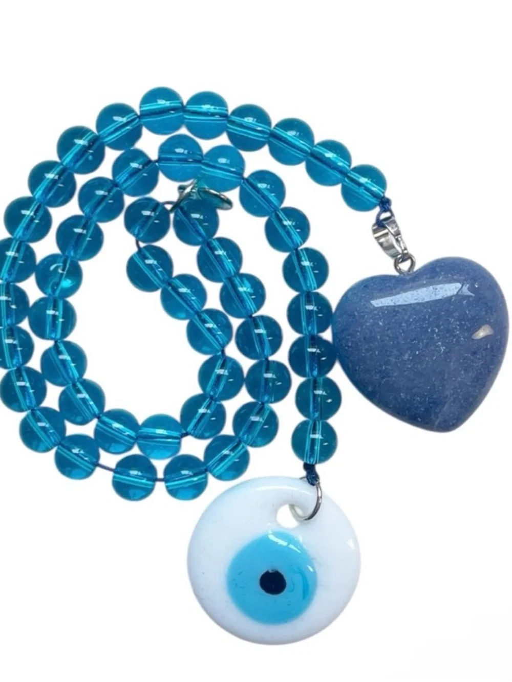 New MAYAMAR Evil Eye & Heart Beaded Bag Charm - Blue, 15” - Picture 2 of 9